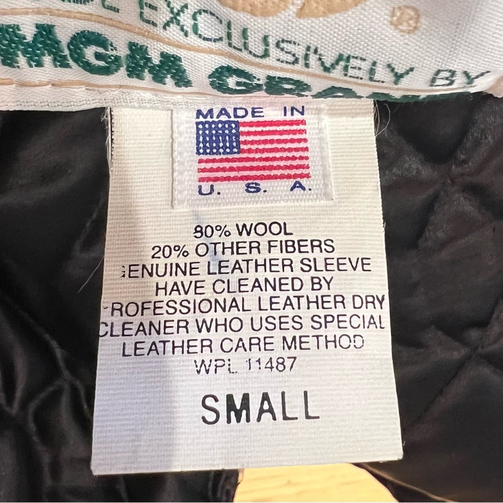 VINTAGE MGM GRAND CASINO LEATHER WOOL JACKET COAT SIZE SMALL - Picture 9 of 14